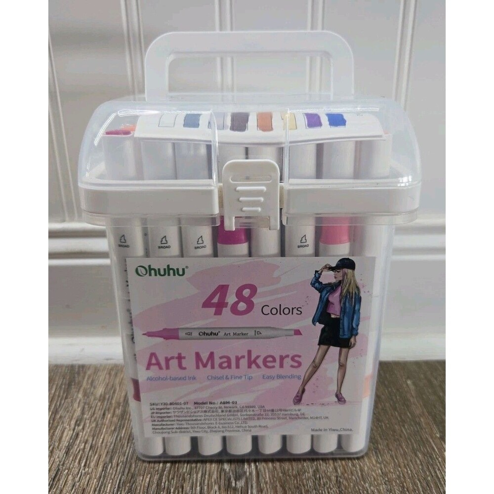 Ohuhu Markers: 48-Color Double Tipped Brush & Chisel Alcohol Markers for Adults